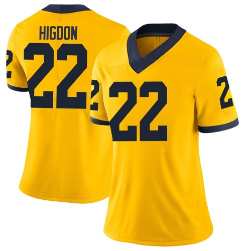 Karan Higdon Michigan Wolverines Women's NCAA #22 Maize Limited Brand Jordan College Stitched Football Jersey APB3154QA